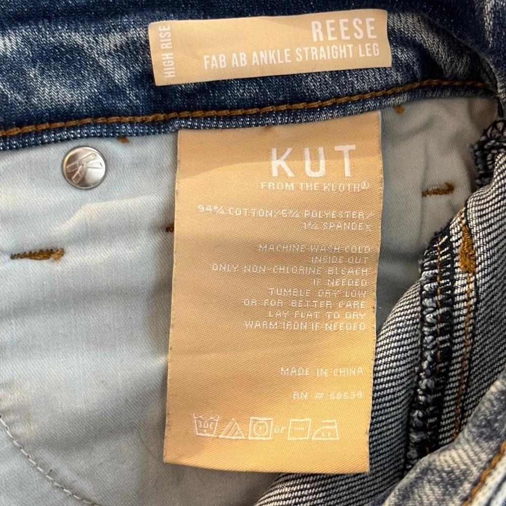 KUT From The Kloth Reese High Rise Fab Ab Ankle Straight Leg Jeans Size 8 - Picture 4 of 4